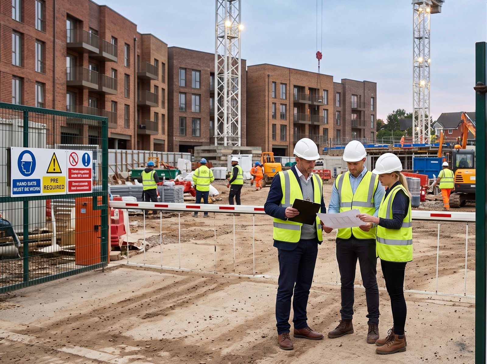 Site managers reviewing plans together